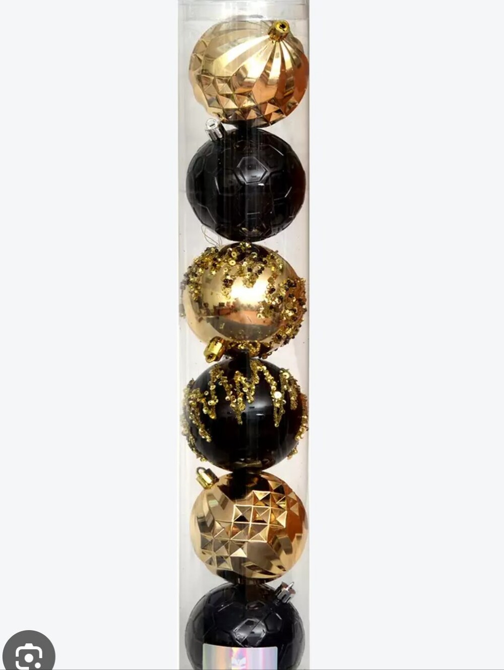 Source Unknown Black and Gold Holiday Ornament Set